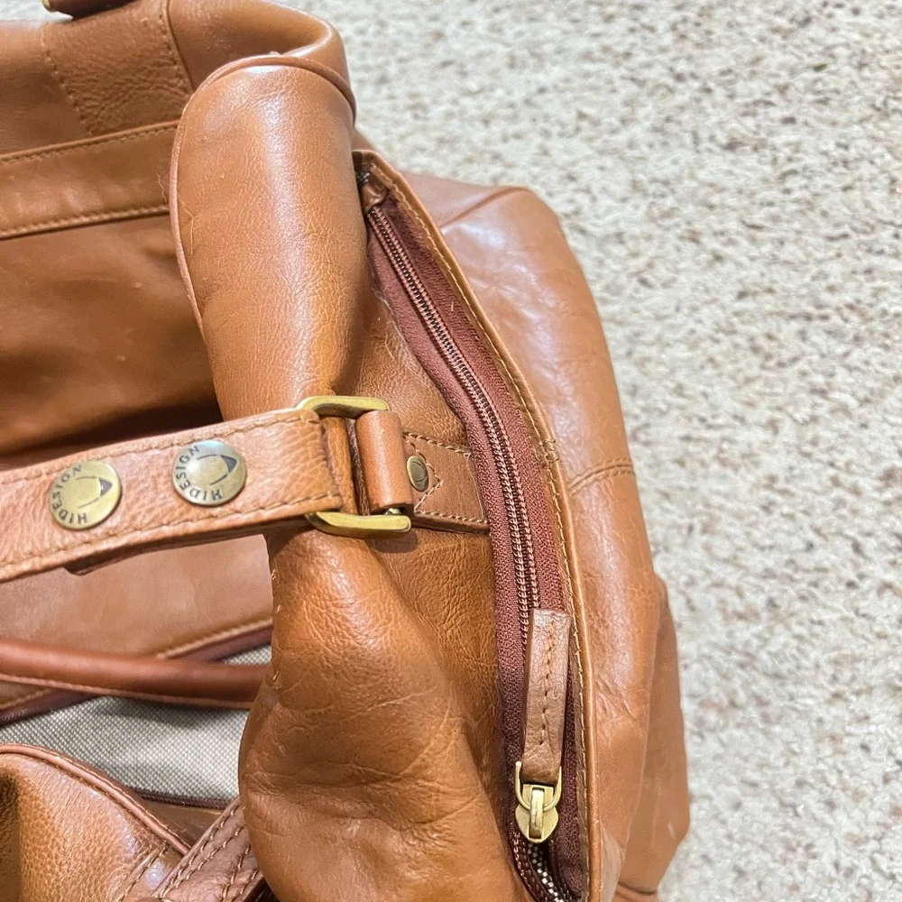 Vintage Hidesign Large Brown Leather Duffle Bag  Travel Weekender Carryon Bag